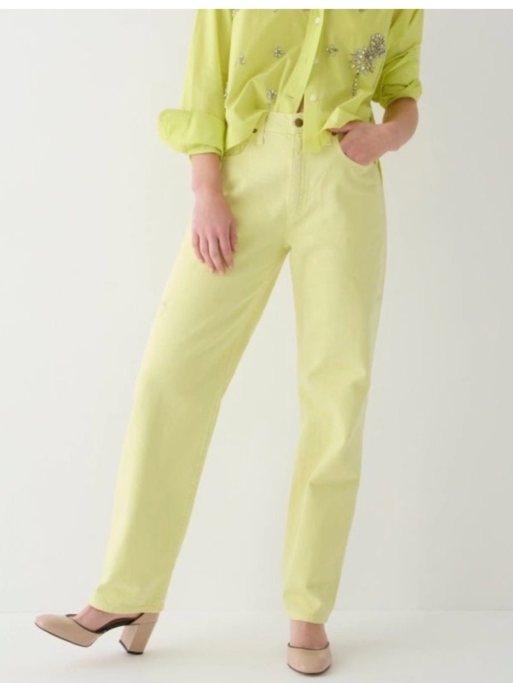 J.Crew mid rise Slouchy-straight garment-dyed yellow jeans 30 NWT